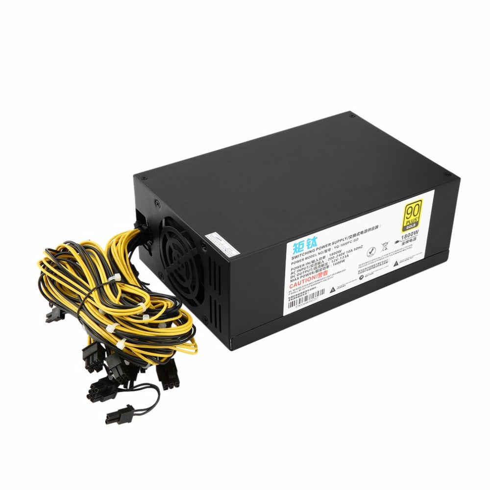 ACEHE 1800W High-efficiency 6+2 Pin Miner Mining Machine Power Supply For Antminer A6/7 S7/9 L3+ D3 R4 with Double Cooling Fans