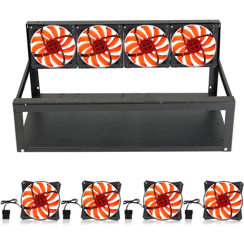 New 6 GPU Mining Rig Aluminum Case + 4 Fans Open Air Frame for ETH ZEC/Bitcoin QJY99